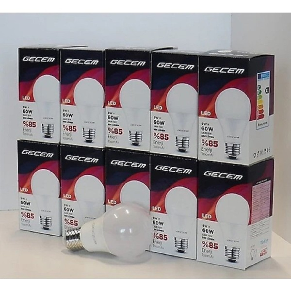 Gecem 9W Led Ampul 10'lu Paket Günışığı Led Aydınlatmalar Fiyatı