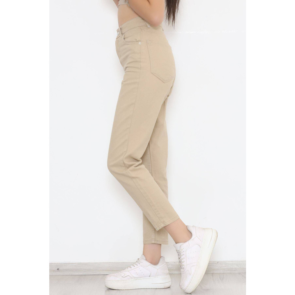 geenz manifacture Jolie Bej Süper Yüksek Bel Mom Kot Pantalon 42 Beden Bayan Jeans / Kot Pantolon Fiyatı