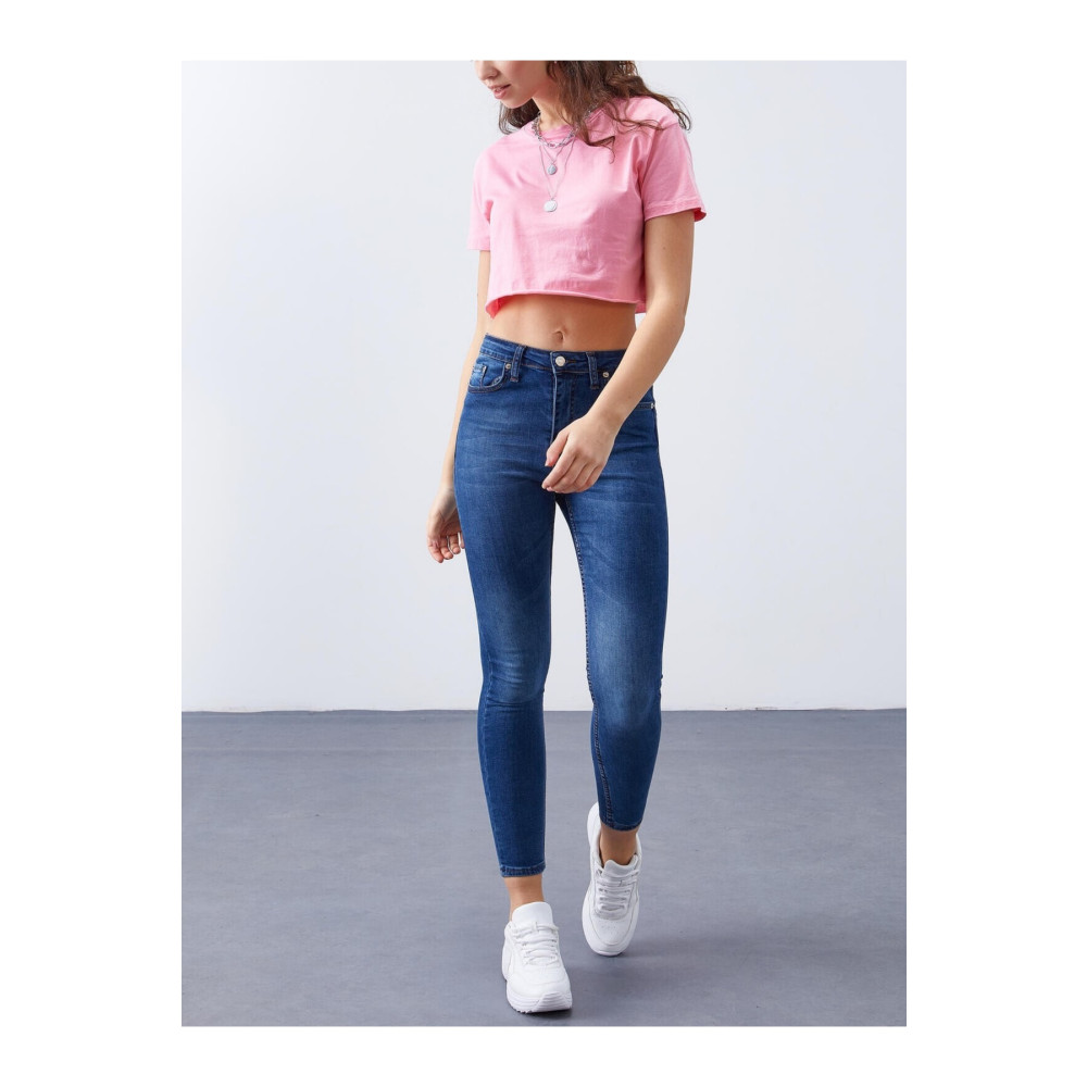 geenz manifacture Kadın Mavi Yüksek Bel Dar Paça Skinny Likralı Kot Pantalon 42 Beden Bayan Jeans / Kot Pantolon Fiyatı