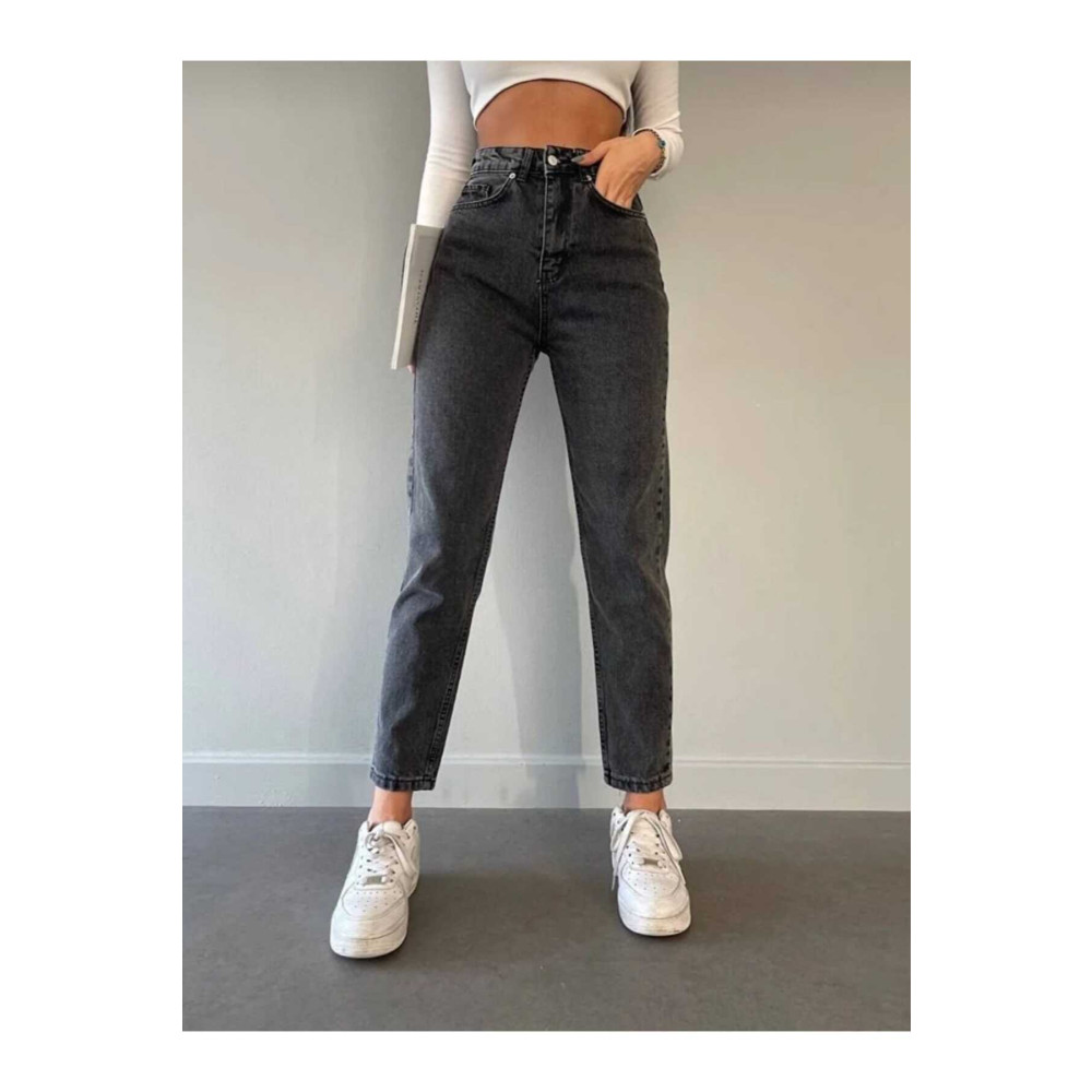 geenz manifacture Semy Antrasit Süper Yüksek Bel Comfort Likralı Mom Kot Pantalon 36 Beden Bayan Jeans / Kot Pantolon Fiyatı