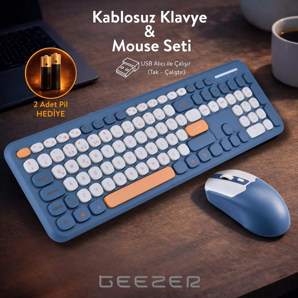 Geezer Soft Touch Kablosuz Klavye Mouse Set Lacivert Smk-687 Klavye - Mouse Fiyatı