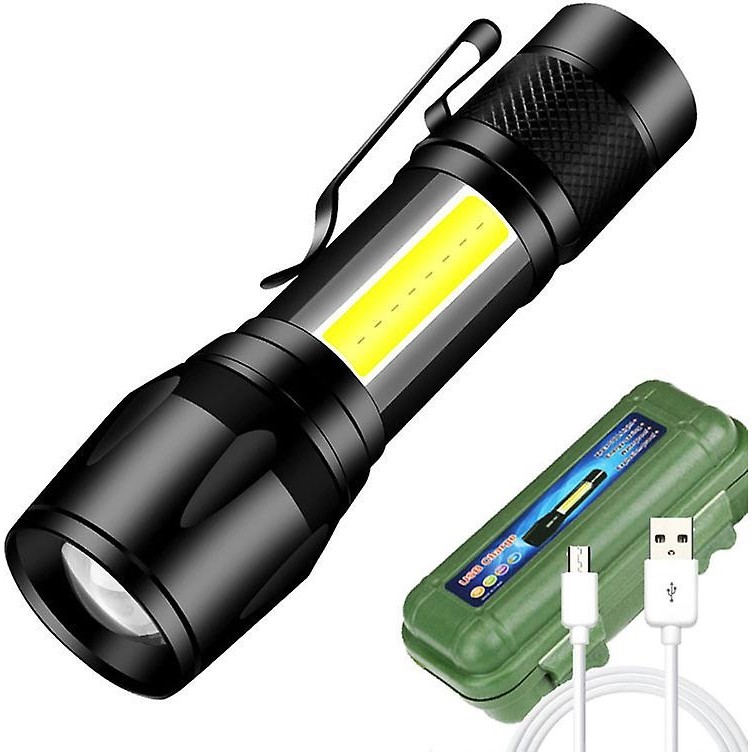 Gefno Ultra Güçlü 2500 Lumen 5W Cob LED USB Şarjlı, Çakarlı, Kamp, Deprem Çantası ve El Feneri - Siyah Kamp Malzemeleri Fiyatı