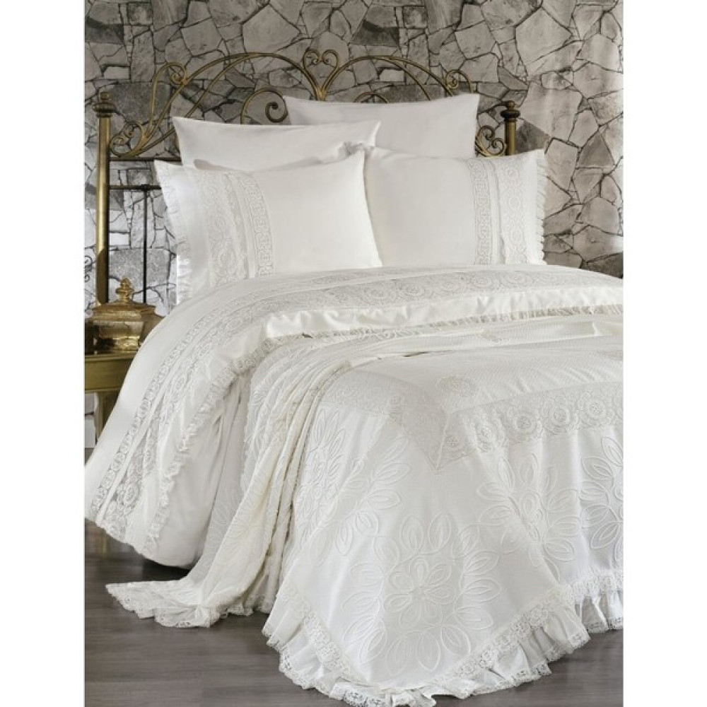 Gelin Home Casablanca GRİ Nevresim  Pike Seti - Krem - 200 x 220 cm Nevresim Takımı Fiyatı
