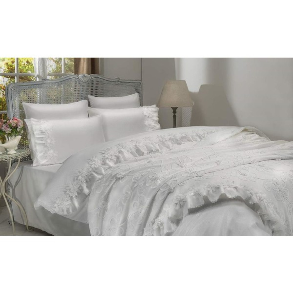 Gelin Home Peri Kızı Nevresim Pike Set - Beyaz - 200 x 220  cm Nevresim Takımı Fiyatı
