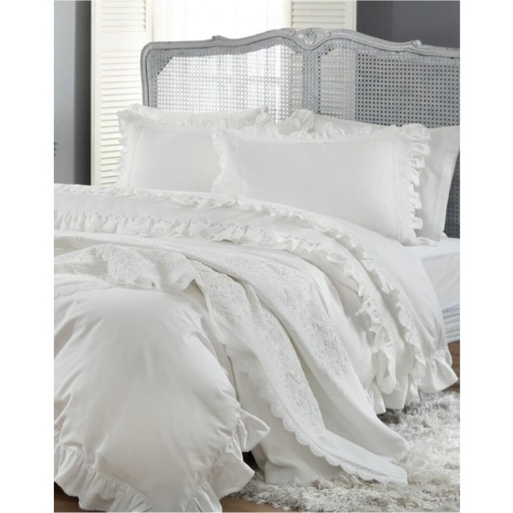 Gelin Home Yasemin Nevresim Pike Set Krem - Beyaz - 200 x 220  cm Nevresim Takımı Fiyatı