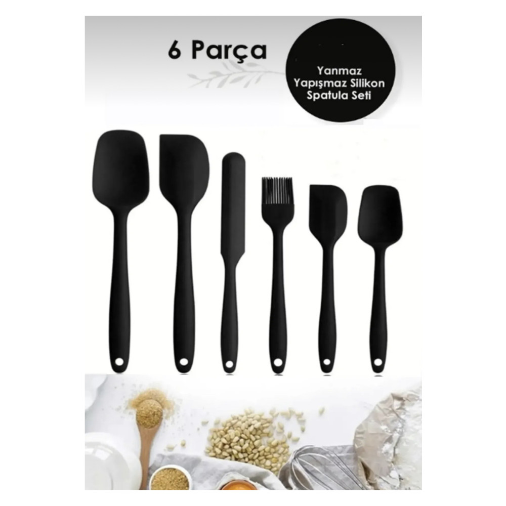 GELİNHOMES 6 Adet Isıya Dayanıklı Yanmaz Yapışmaz Silikon Spatula Seti | 6lı Silikon Spatula Seti Mutfak Gereçleri Fiyatı