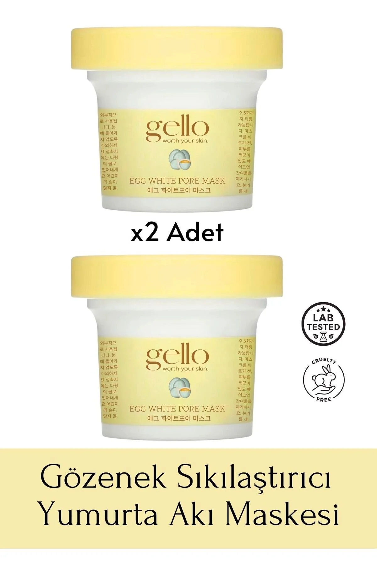 GELLO 2 Adet Gözenek Sıkılaştırıcı Yumurta Akı Maskesi - Egg White Pore Mask 2li Paket" Cilt ve Yüz Bakımı Fiyatı