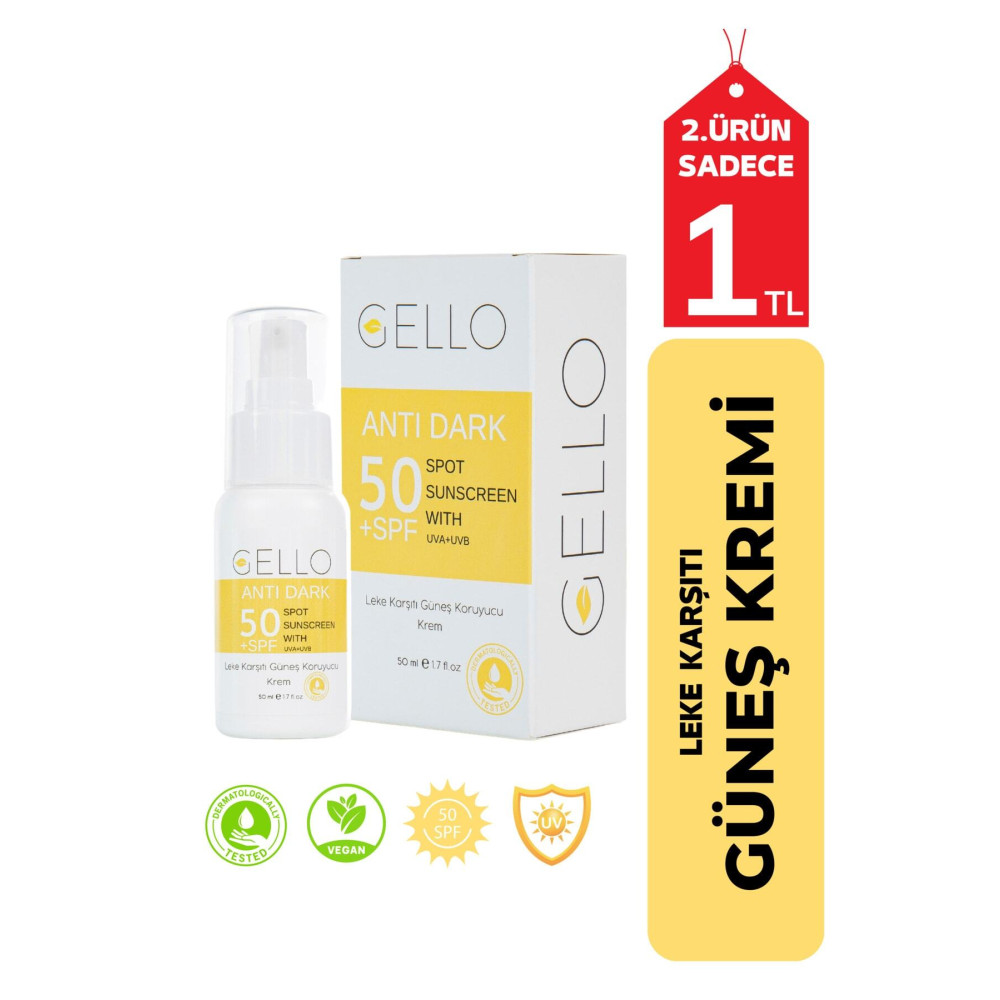 GELLO Leke Karşıtı Yüksek Korumalı Güneş Kremi 50 Spf /50ml Güneş Kremleri ve Losyonları Fiyatı