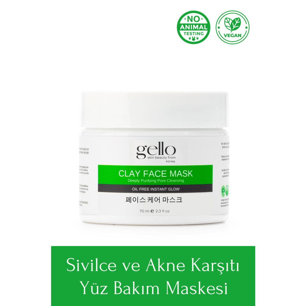 GELLO Sivilce Ve Akne Karşıtı Yüz Bakım Maskesi Doğal Kil Maskesi Cilt ve Yüz Bakımı Fiyatı