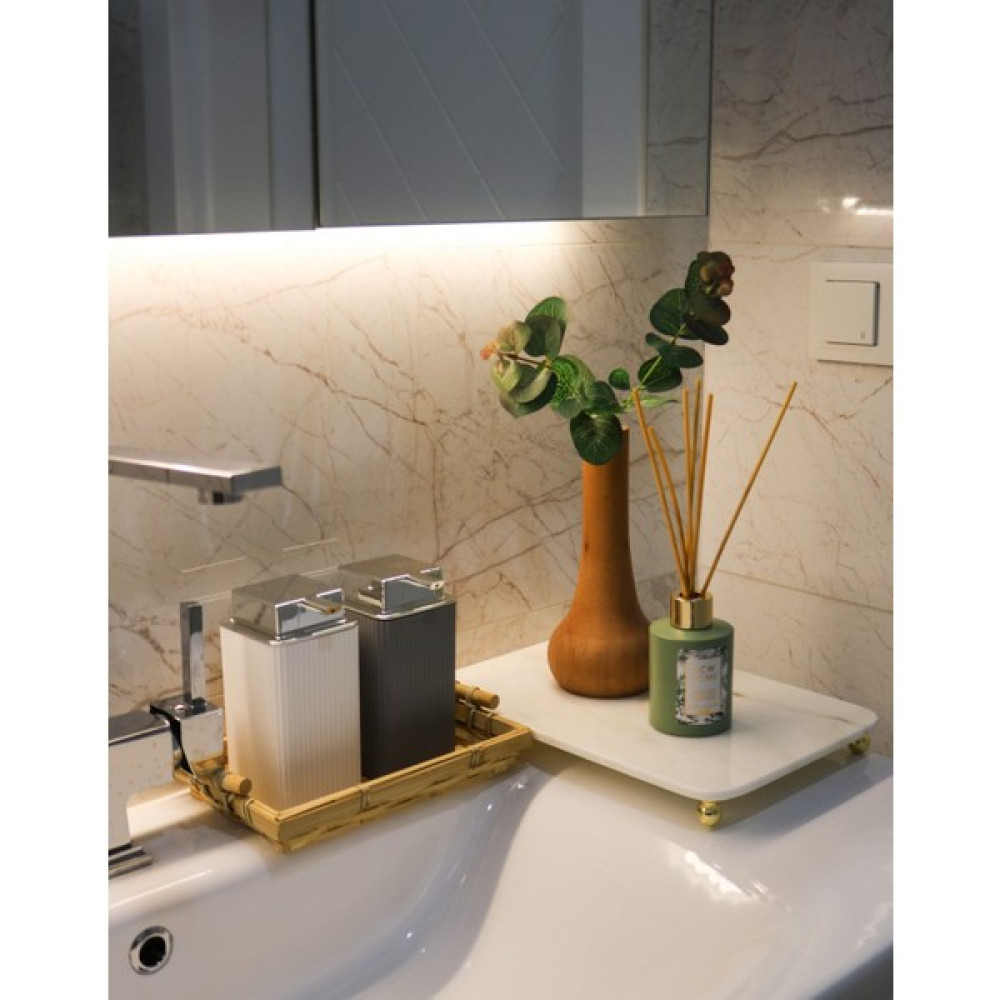 Gemboss Beyaz Mermer Stant 28 cm Banyo Düzenleyici Dekoru Dikdörtgen Banyo Dolabı / Mobilyası Fiyatı