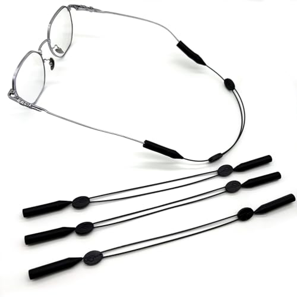 GEMGIMY Adjustable Glasses Strap, 3 PCS Eyewear Holders, Steel Wire Cable Retainer for Sports, No Tail Glasses Holder Cord, Adjustable Eyewear Retainer Cable Strap 5.5-13.5 inch