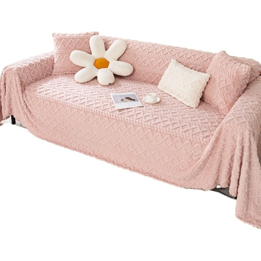 Gemisii Jakarlı Kadife Kanepe Örtüsü Sıcak Kanepe Örtüsü Yastık Battaniye Pembe (Yurt Dışından) - 180 x 200 cm Koltuk & Kanepe Örtüsü Fiyatı