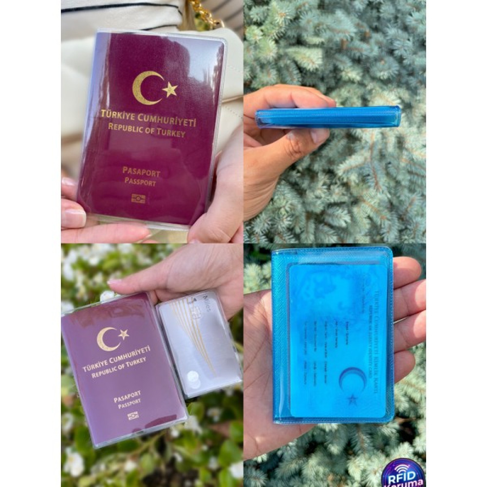 Gempo Premium Şeffaf Pasaport Kılıfı ve Neon Cüzdan Kartlık Seyahat Için Pasaport Kabı + Cüzdan Bayan Cüzdan Fiyatı