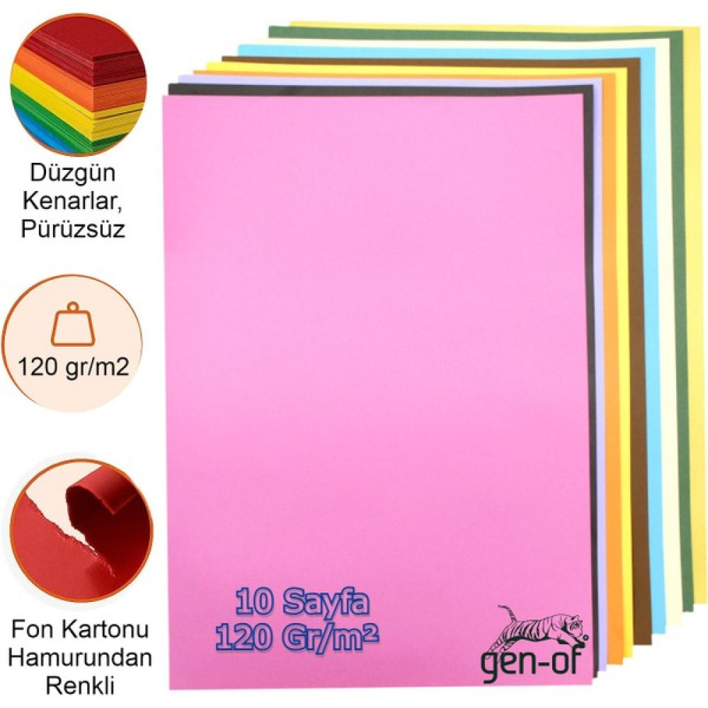 Gen-Of Fon Kartonu 25X35 cm 120 gr 10 Renk Karışık Elişi Kağıdı Fiyatı