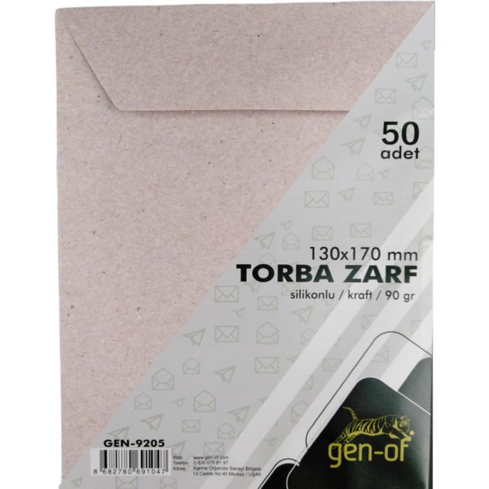Gen-Of  Torba Zarf 13X17 cm Kraft 90 gr Silikonlu 50'li Zarf Fiyatı