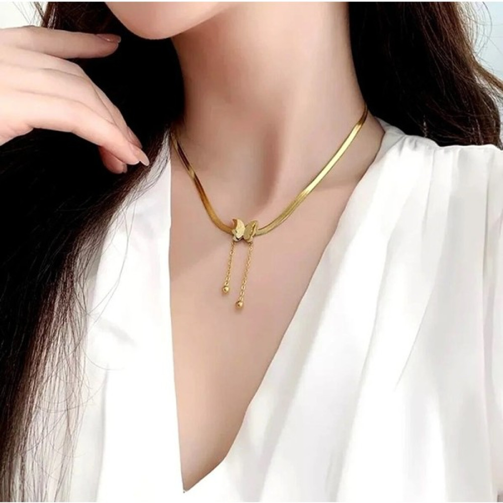 Gen Takı Çelik Kelebekli Italyan Zinciri Kolye - Gold - 45 cm Altın, Takı & Aksesuar Fiyatı