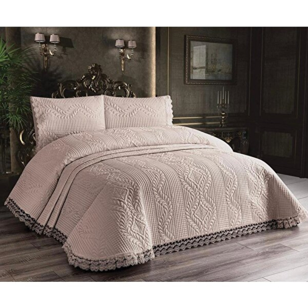 Genç Ev Home Güpürlü Mikrofiber Yatak Örtüsü Seti 250 x 260 cm - Cappucino Yatak Örtüsü Fiyatı