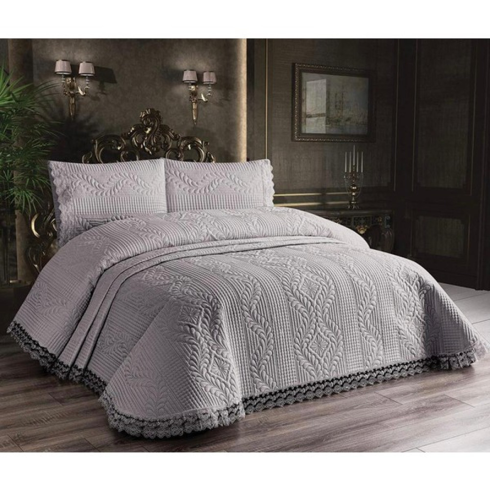Genç Ev Home Güpürlü Mikrofiber Yatak Örtüsü Seti Gri * Yatak Örtüsü 250 x 260 cm Yatak Örtüsü Fiyatı
