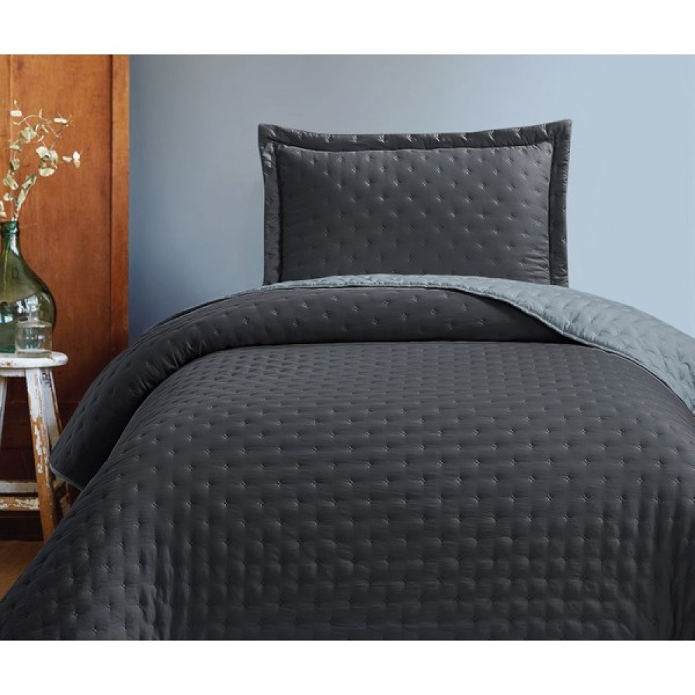 Genç Ev Home Washed Soft Çift Renkli Tek Kişilik Yatak Örtüsü Seti * Yatak Örtüsü 180 x 240 cm - Koyu Gri - Açık Gri Yatak Örtüsü Fiyatı