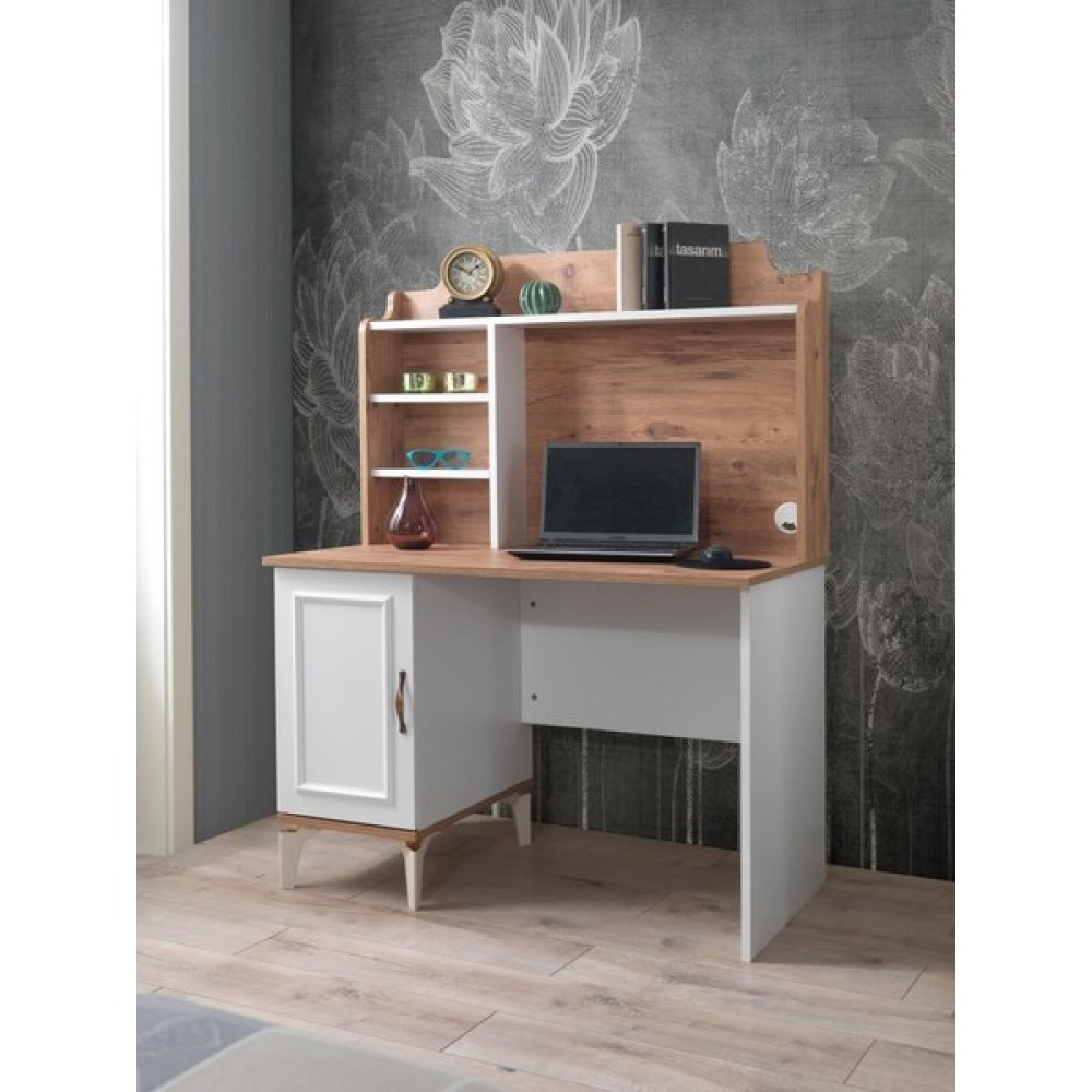 Genç Odası Trend Yarım Kitaplıklı Çalışma Masası 110x60x144cm - 110 x 60 x 144 - Beyaz Çalışma Masası Fiyatı
