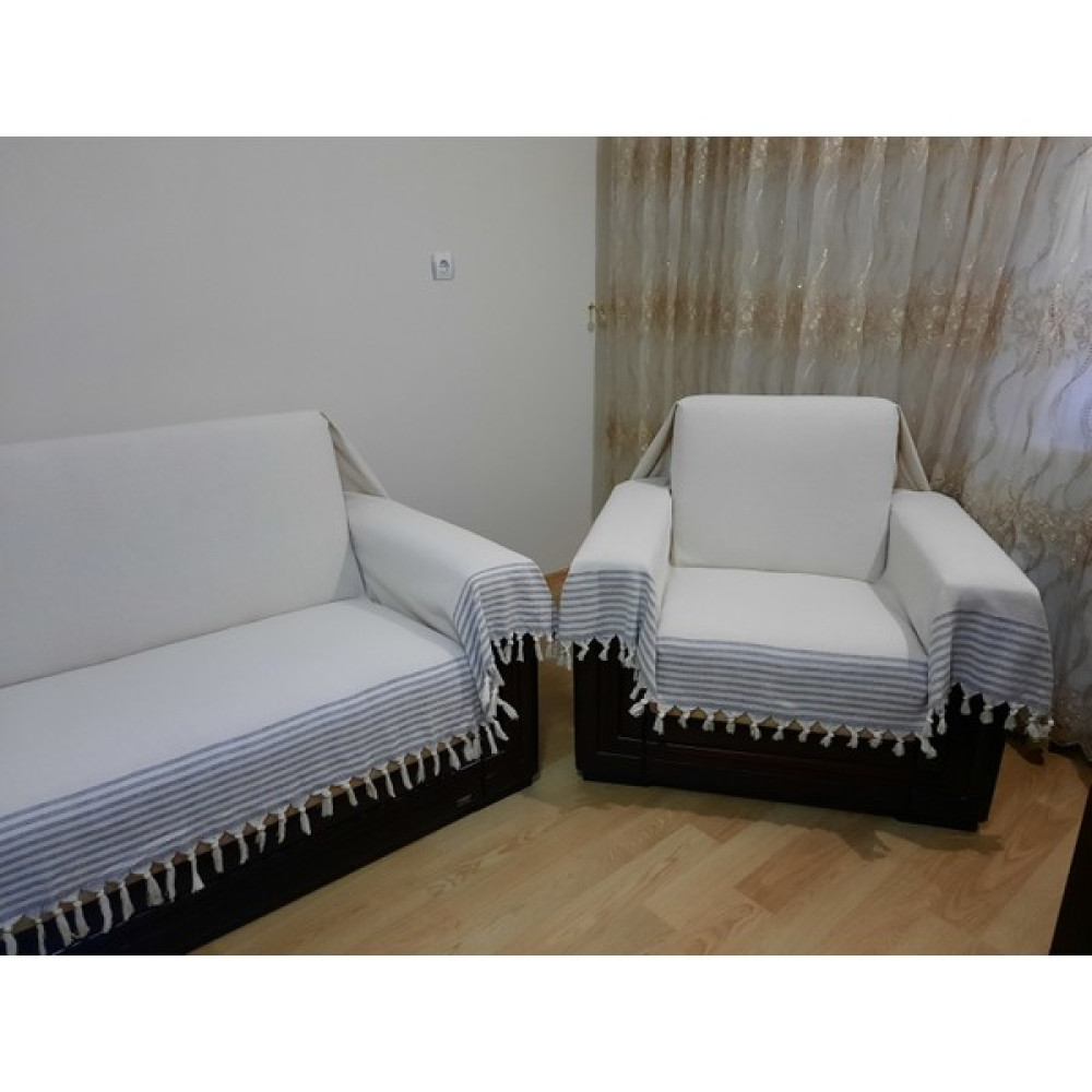Genç Uludağ Kolları Örten Koltuk Örtüsü Takımı Krem - Gri - 180 x 300 cm Koltuk & Kanepe Örtüsü Fiyatı