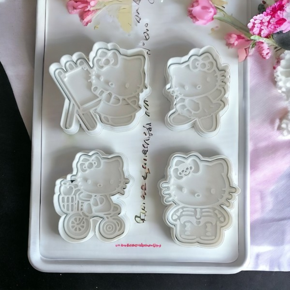 Gencax Hello Kitty Serisi 1 Dört Parça Kurabiye Kalıbı - Beyaz Kek Kalıpları Fiyatı