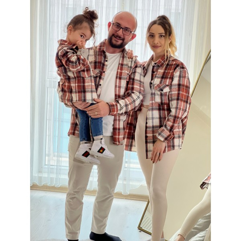 Genco Aile, Eş , Sevgili Oduncu Gömlek Kombini TSRM160/140 Kız Çocuk Gömlek Fiyatı