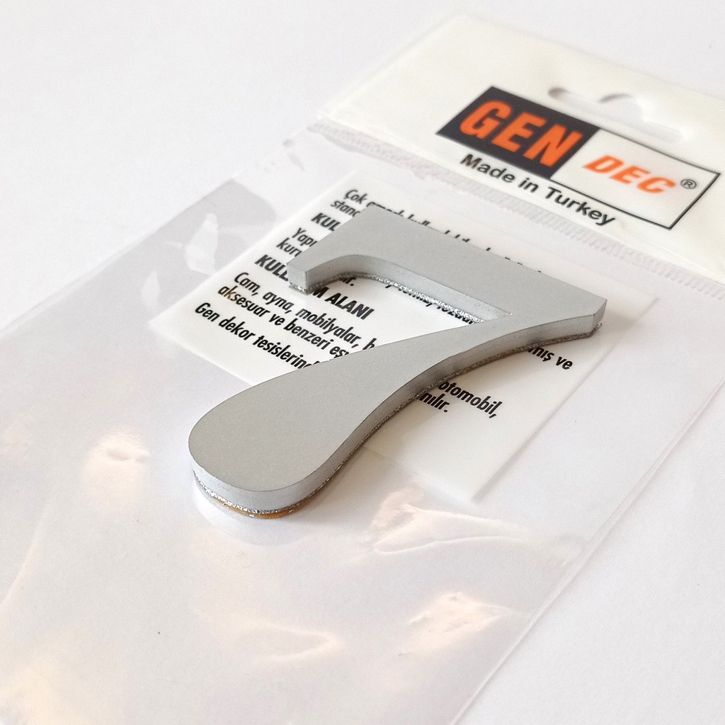 Gendec Kapı Numarası 7cm No:7 Metalik Gri Kendinden Yapışkanlı Numara Diğer Fiyatı