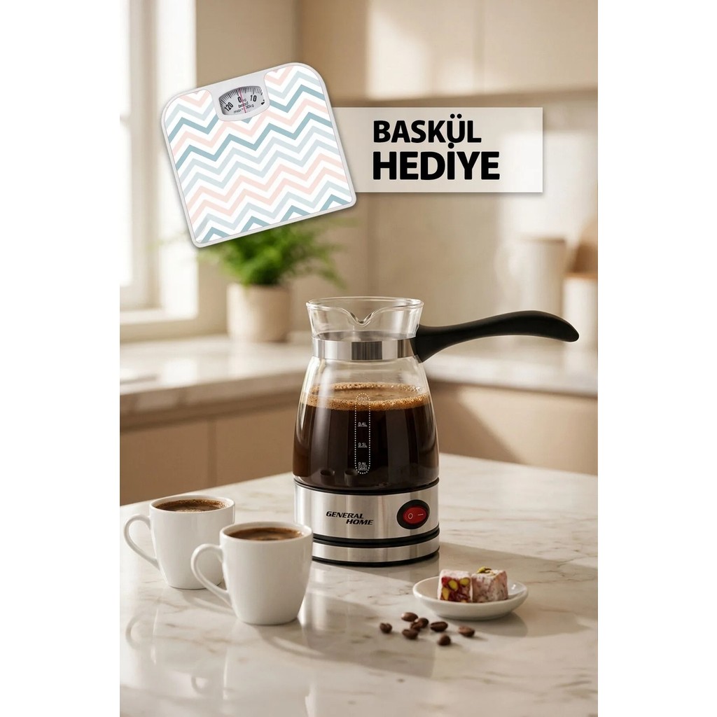 General Home Cz-47 Elektrikli Cam Cezve Siyah | 0.5 L Türk Kahvesi, 700W, Gösterge Işıklı Cezve Takımları Fiyatı