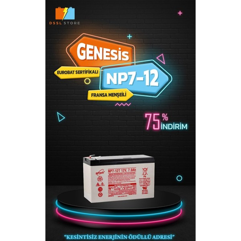 Genesis Np7-12 12V 7AH Tam Bakımsız Kuru Akü, Güvenlik Alarm Aküsü Kesintisiz Güç Kaynakları (UPS) Fiyatı