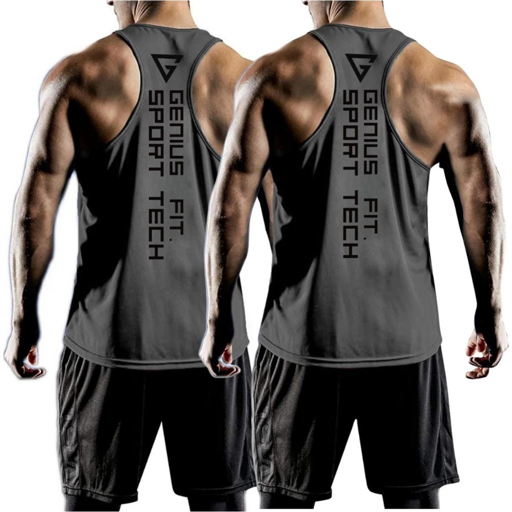 Genius Store 2'li Paket Erkek Dry Fit Y-Back Gym Fitness Sporcu Atleti - Füme T-Shirt & Sweatshirt (Outdoor) Fiyatı