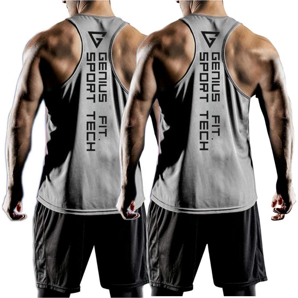 Genius Store 2'li Paket Erkek Dry Fit Y-Back Gym Fitness Sporcu Atleti - Gri T-Shirt & Sweatshirt (Outdoor) Fiyatı