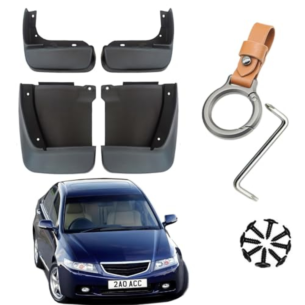 Genuine Mudflaps Car Mud Flaps Splash Mudguards Guards Set of 4 with Installation Compatible with Honda 2003-2007Acura TSX, Black