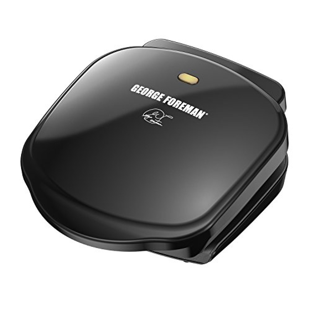 George Foreman 2-Serving Classic Plate Electric Indoor Grill and Panini Press, Black, Small Compact Size, GR10B