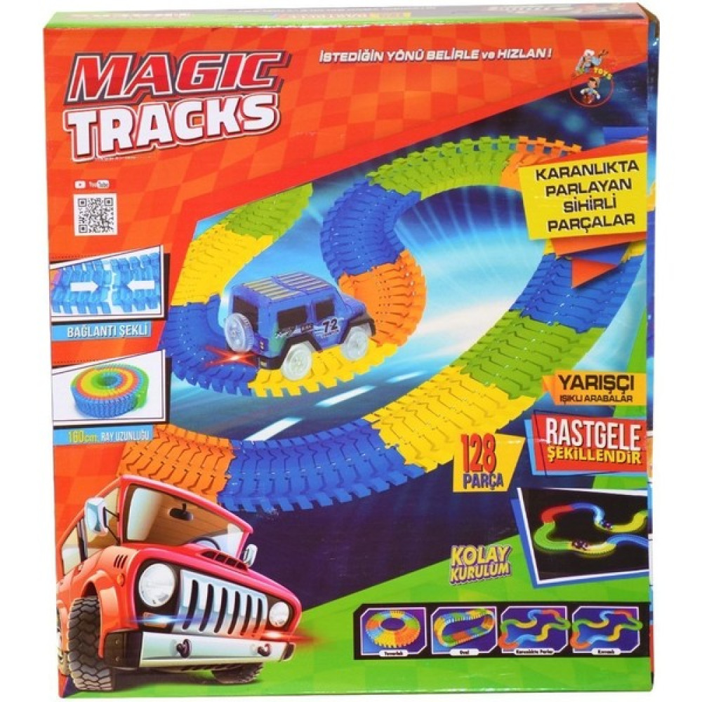 Gepettoys 8030 Gepettoys, Magic Tracks Karanlıkta Parlayan Yarış Pisti ve Işıklı Yarışçı Arabalar, 128 Parça - Renkli Oyun Seti Fiyatı
