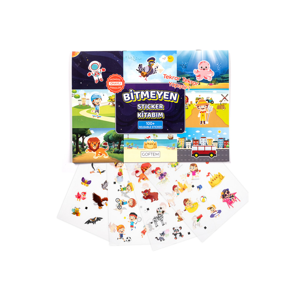 Gepettoys Pedagog Psikolog Onaylı Bitmeyen Sticker Kitabım Tekrar Tekrar Kullanılabilen 100+ Sticker Aktivite & Eğitici Kitaplar Fiyatı