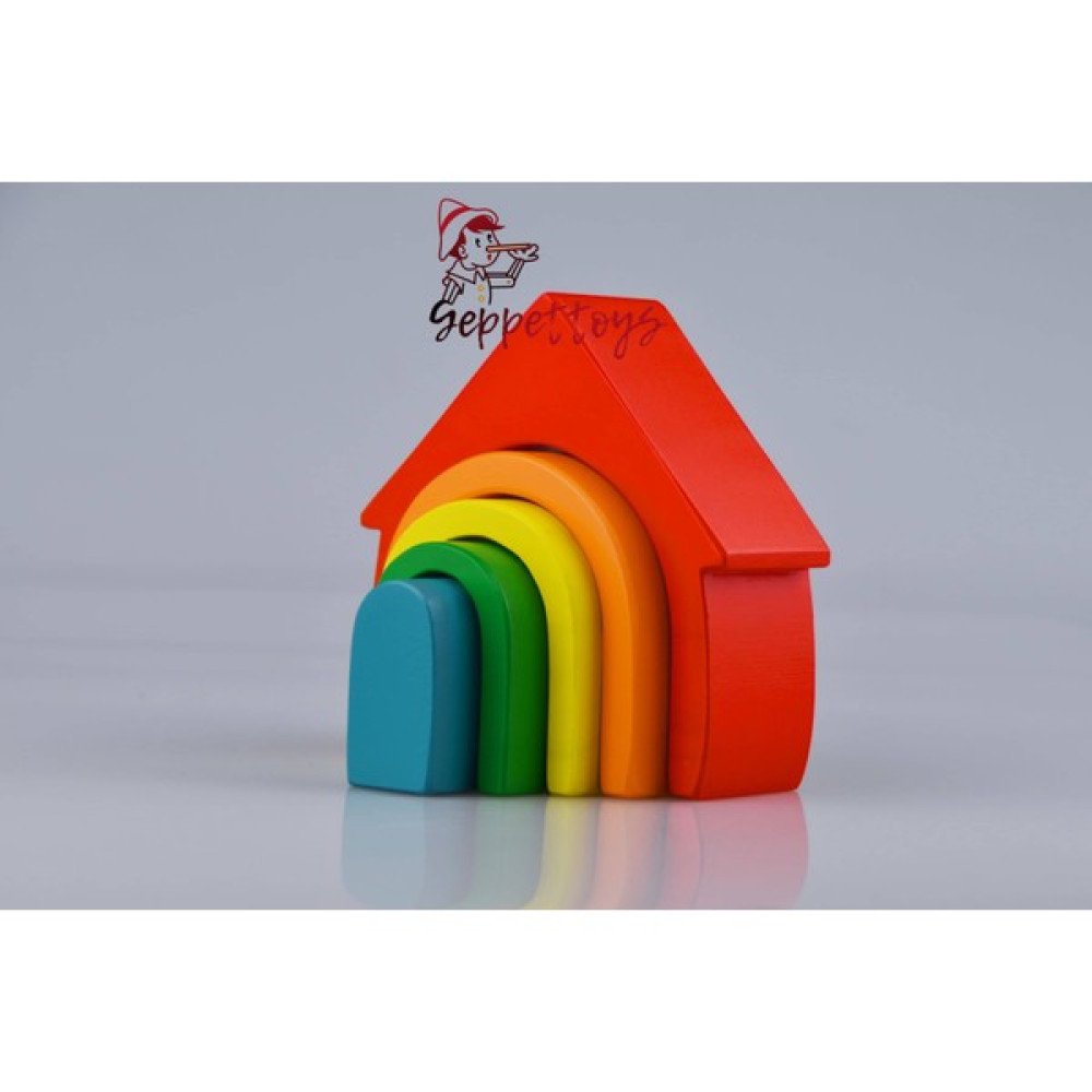 GeppetToys Waldorf Kırmızı Ev - 5 Renkli Oyun Seti Fiyatı