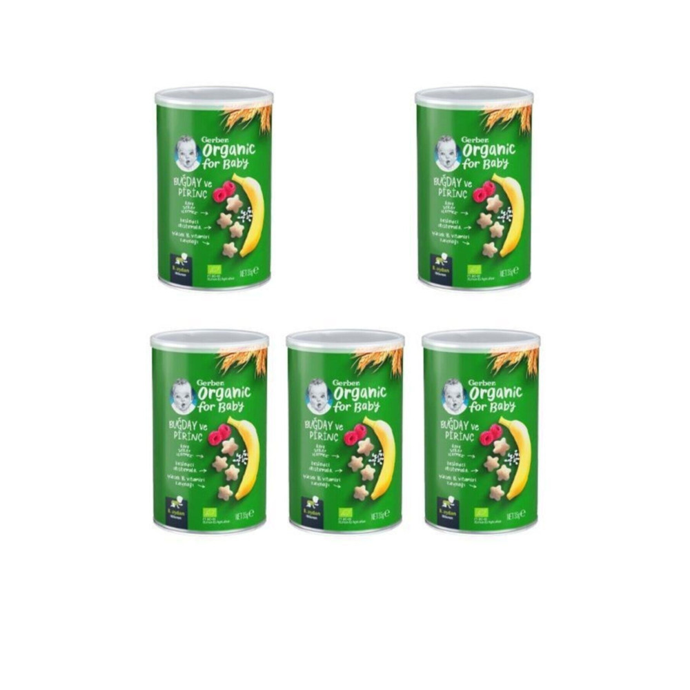 GERBER Organik Pirinçli Buğdaylı Muzlu Bebek Atıştırmalığı 35g X 5 Bebek Mamaları Fiyatı