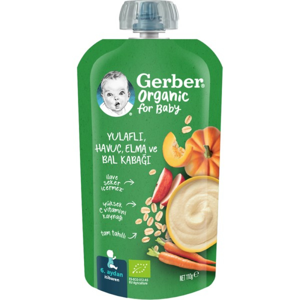 Gerber Organik Yulaflı Elma Havuç ve Balkabaklı Püre 110 gr Bebek Beslenme Gereçleri Fiyatı