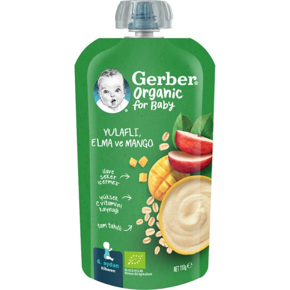 Gerber Organik Yulaflı Elma ve Mango Püresi 110 gr Bebek Beslenme Gereçleri Fiyatı