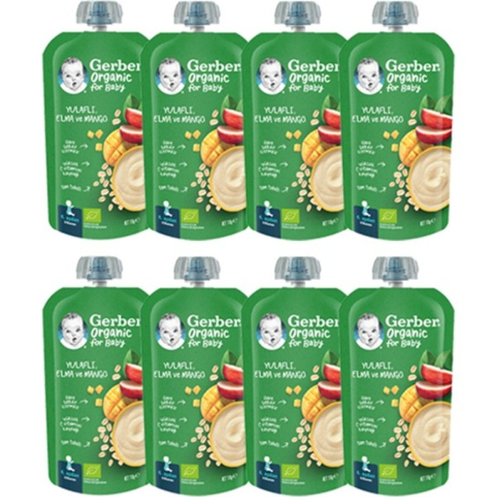 Gerber Yulaflı Elma ve Mango Püresi 110G x 8 Adet Bebek Beslenme Gereçleri Fiyatı
