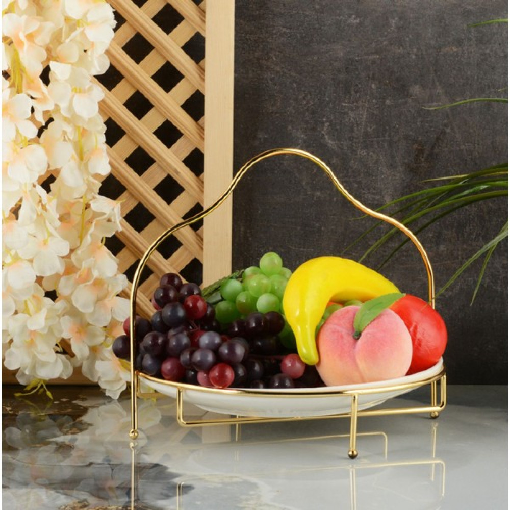 Gerçek Trend Yuvarlak Gold Stantlı Porselen Meyve Sunumluk 28 cm Mutfak Gereçleri Fiyatı
