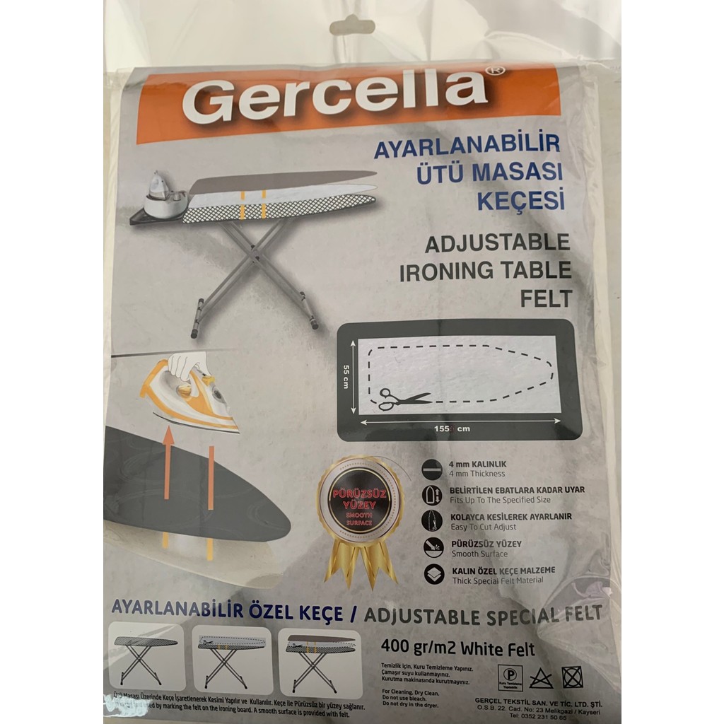Gercella Ayaralanabilir Ütü Masası Keçesi - 1 Adet Ütü Masaları ve Aksesuarları Fiyatı
