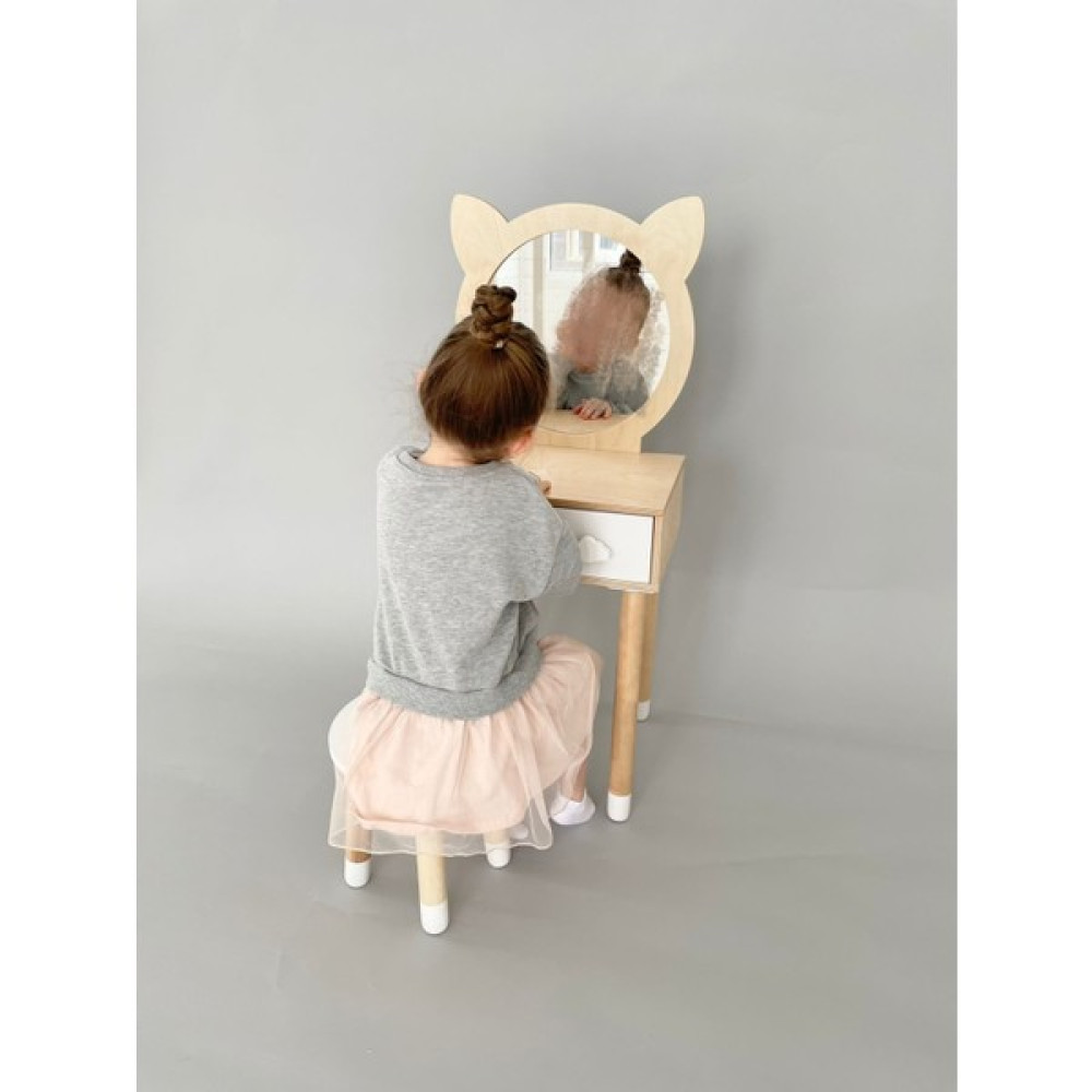 Gerek Bu Montessori Çocuk Aynalı Kulis Masası - Naturel Bebek Odası Tekstili Fiyatı