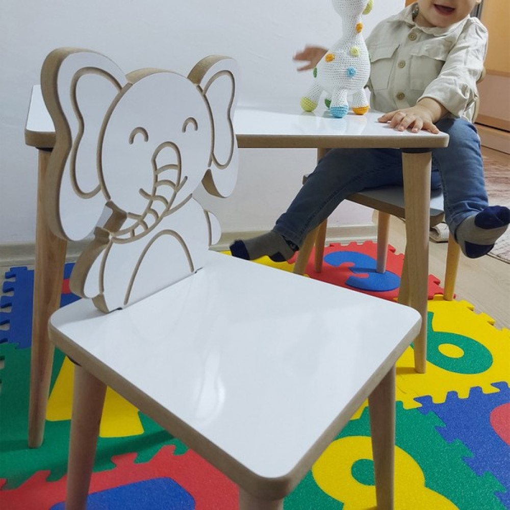 Gerek Bu Yaz Sil Yüzey - Fil Temalı Montessori Çocuk Aktivite Masa Sandalye Takımı (1 Masa 1 Sandalye) Bebek Odası Tekstili Fiyatı
