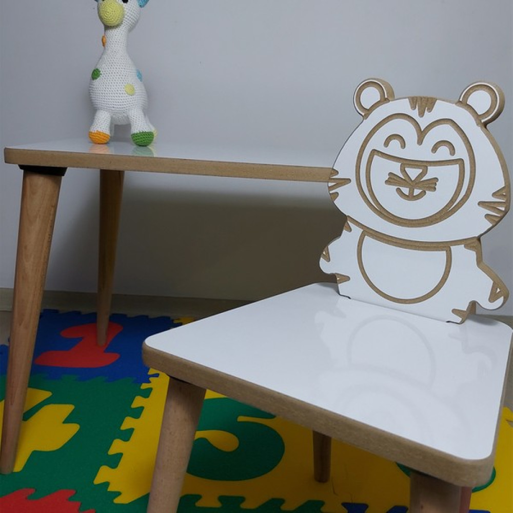 Gerek Bu Yaz Sil Yüzey - Kaplan Temalı Montessori Çocuk Aktivite Masa Sandalye Takımı (1 Masa 1 Sandalye) Bebek Odası Tekstili Fiyatı