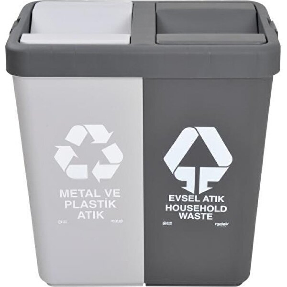 Geri Dönüşüm Metal Plastik Evsel Atık Çöp Kovası - Gri - Beyaz Ofis Çöp Kutusu Fiyatı