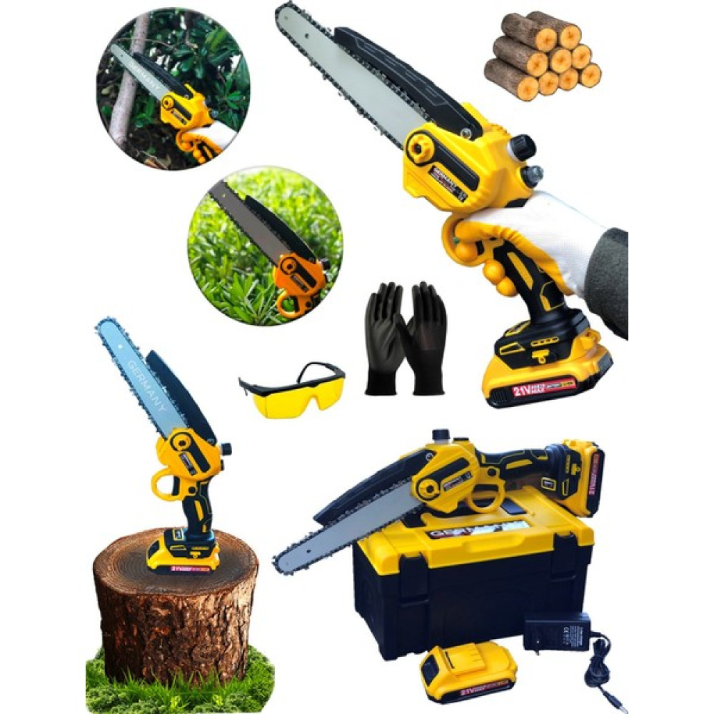 Germany Style 21V Çift Akülü Budama Testeresi En Uzun Palalı 24 cm Eldiven Gözlük Dal Budama Makineleri Fiyatı