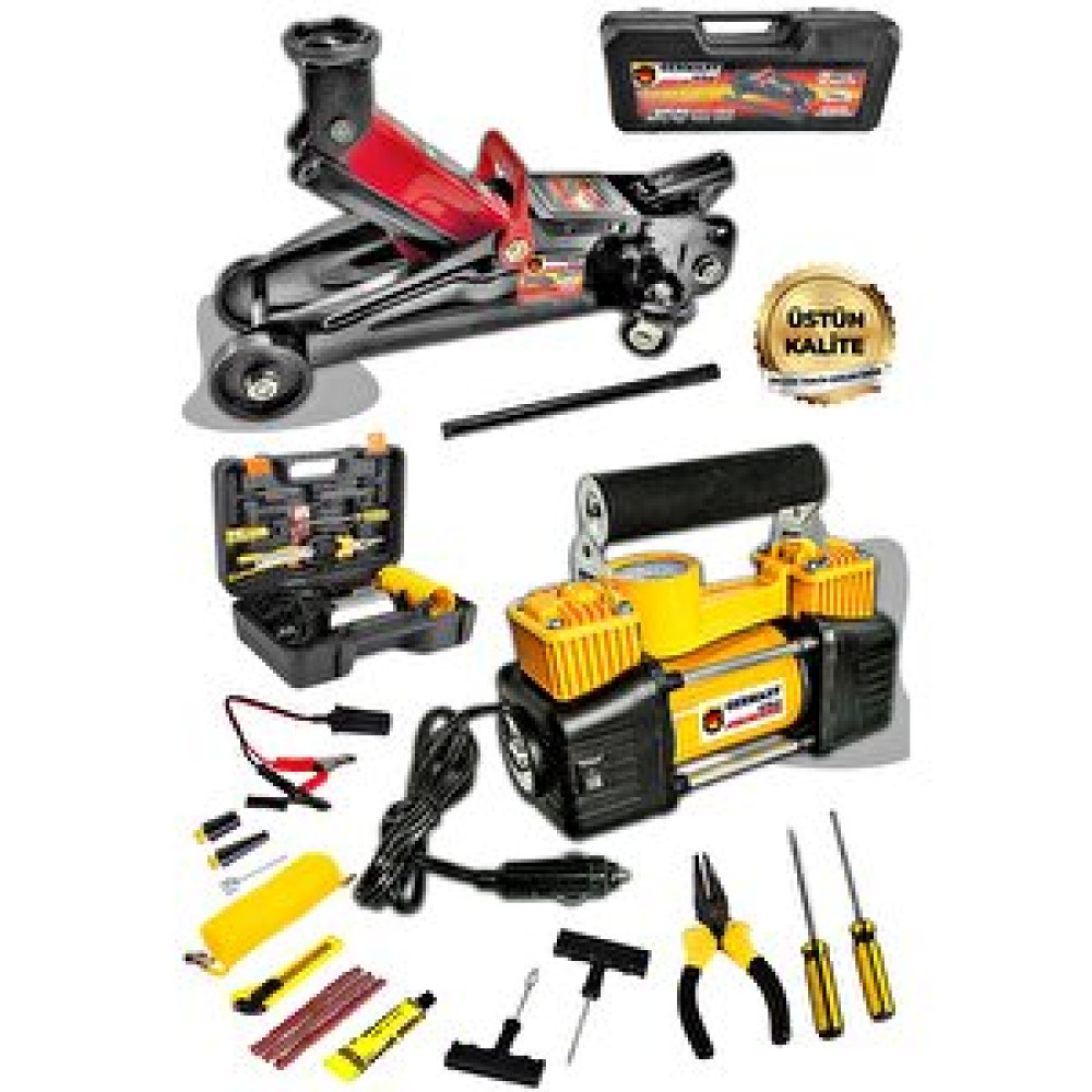Germany Style Germany Stlye 2 Ton Timsah Kriko Ve 150 Psı Çift Piston Çakmaklı Kompresör Lastik Tamir Kiti Hediyeli Kriko Fiyatı