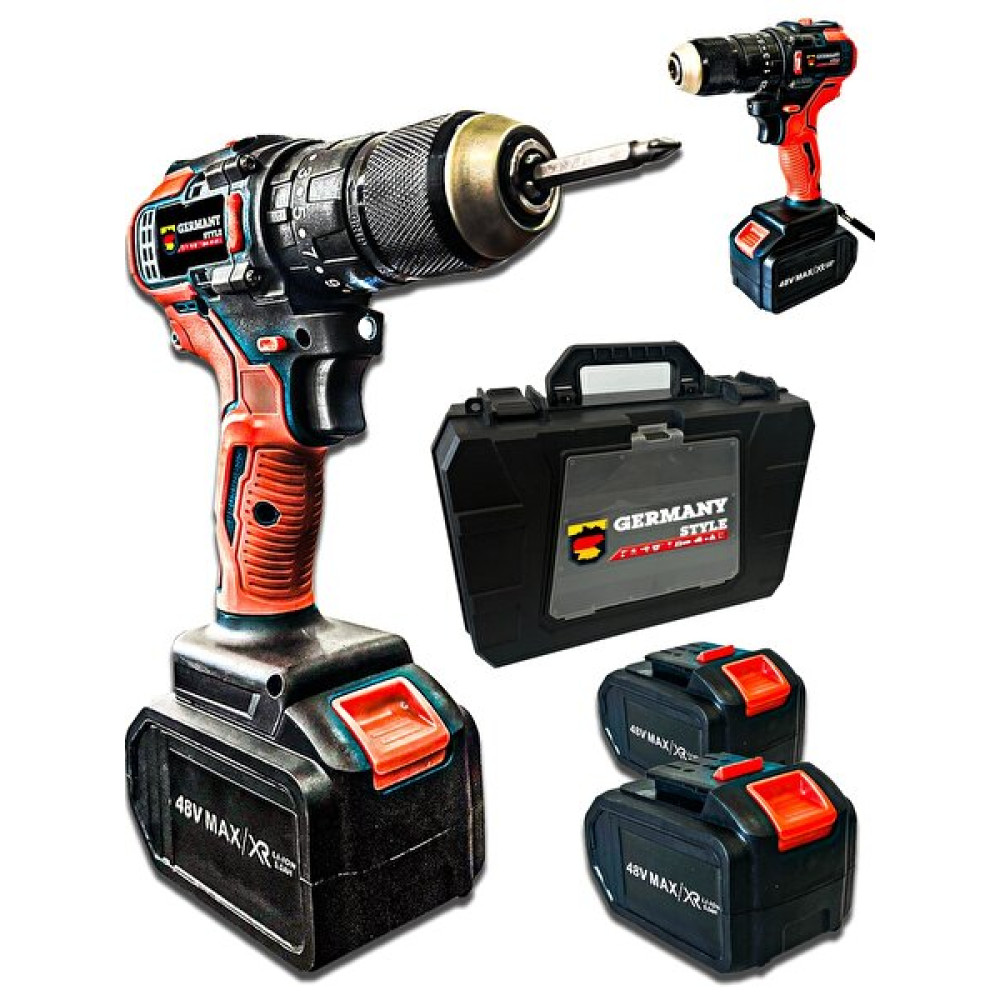 Germany Style Grm9007 48V 5 Ah Profesyonel Darbeli Yüksek Tork Kömürsüz Motor Güçlendirilmiş Çift Akülü Vidalama Matkap Meyve Sıkacakları Fiyatı